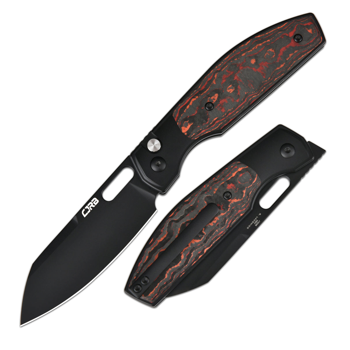 CJRB Ekko J1929 CPM S90V Blade Black Titanium & Fat Carbon Inlay Handle Folding Knives