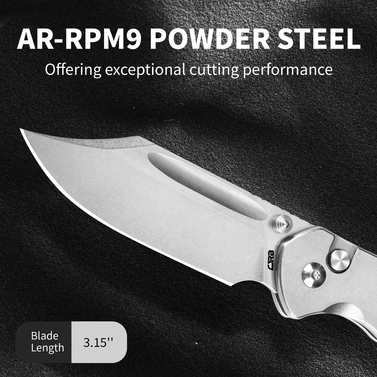 CJRB Bowie Pyrite J1942 AR-RPM9 Powder Steel Blade Stone Wash Steel Handle Folding Knives