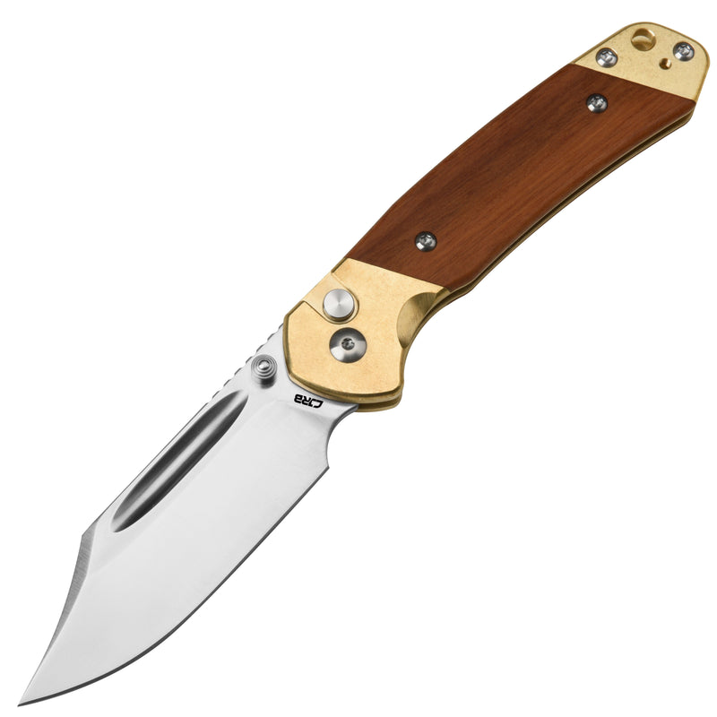 Cjrb Bowie Pyrite J1942 Cpm S90v Blade Brass&rose Wood Handle Folding Knives(exclusive) - cjrb bowie
