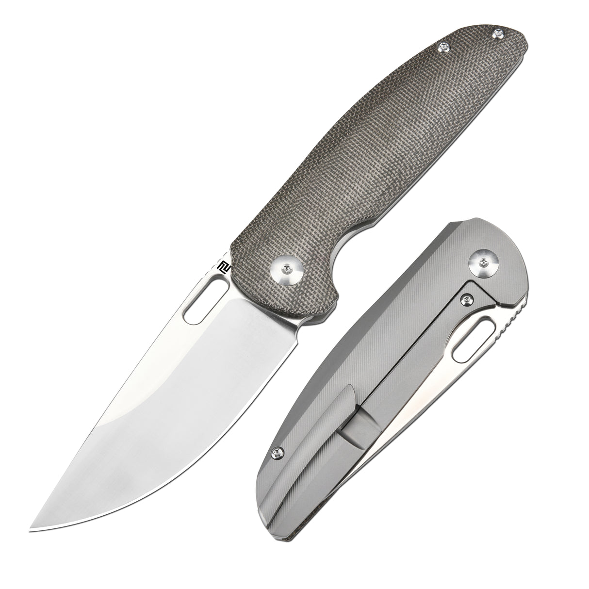 ARTISAN CUTLERY SATYR 1852G-ODG S90V BLADE MICARTA&TITANIUM HANDLE FOLDING KNIVES