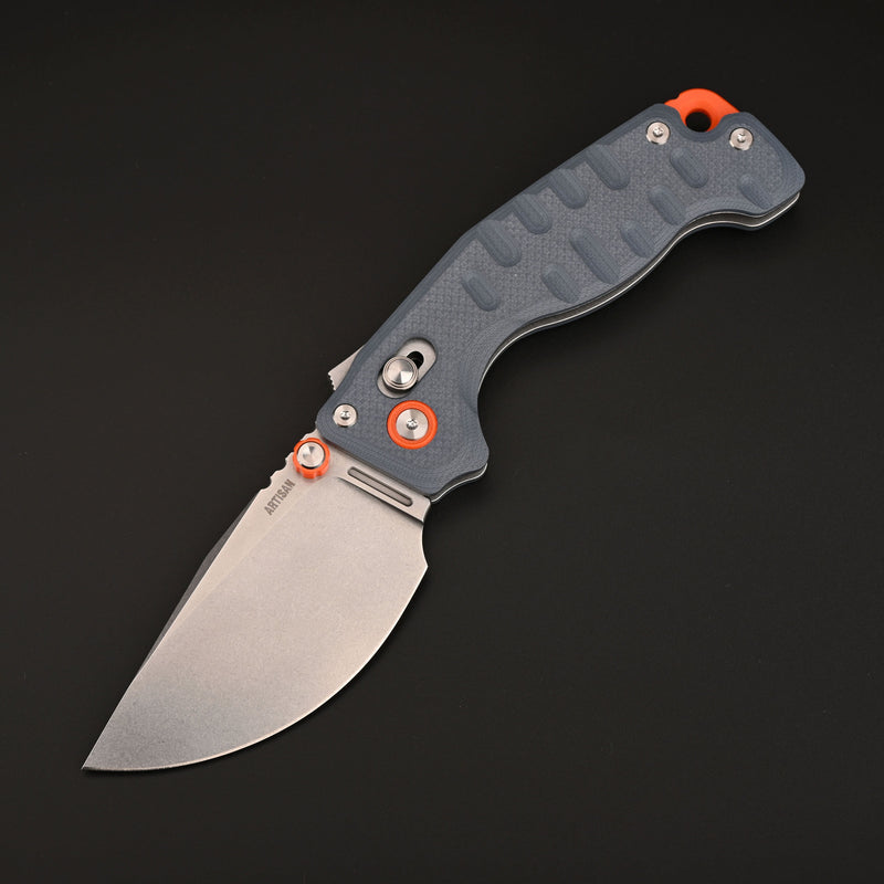 ArtisanCutlery Doubletap Recoil Lock Knife G10 Handle (3.86'' Black PVD Coating&Stone Wash D2 Blade) 1888P Prototype