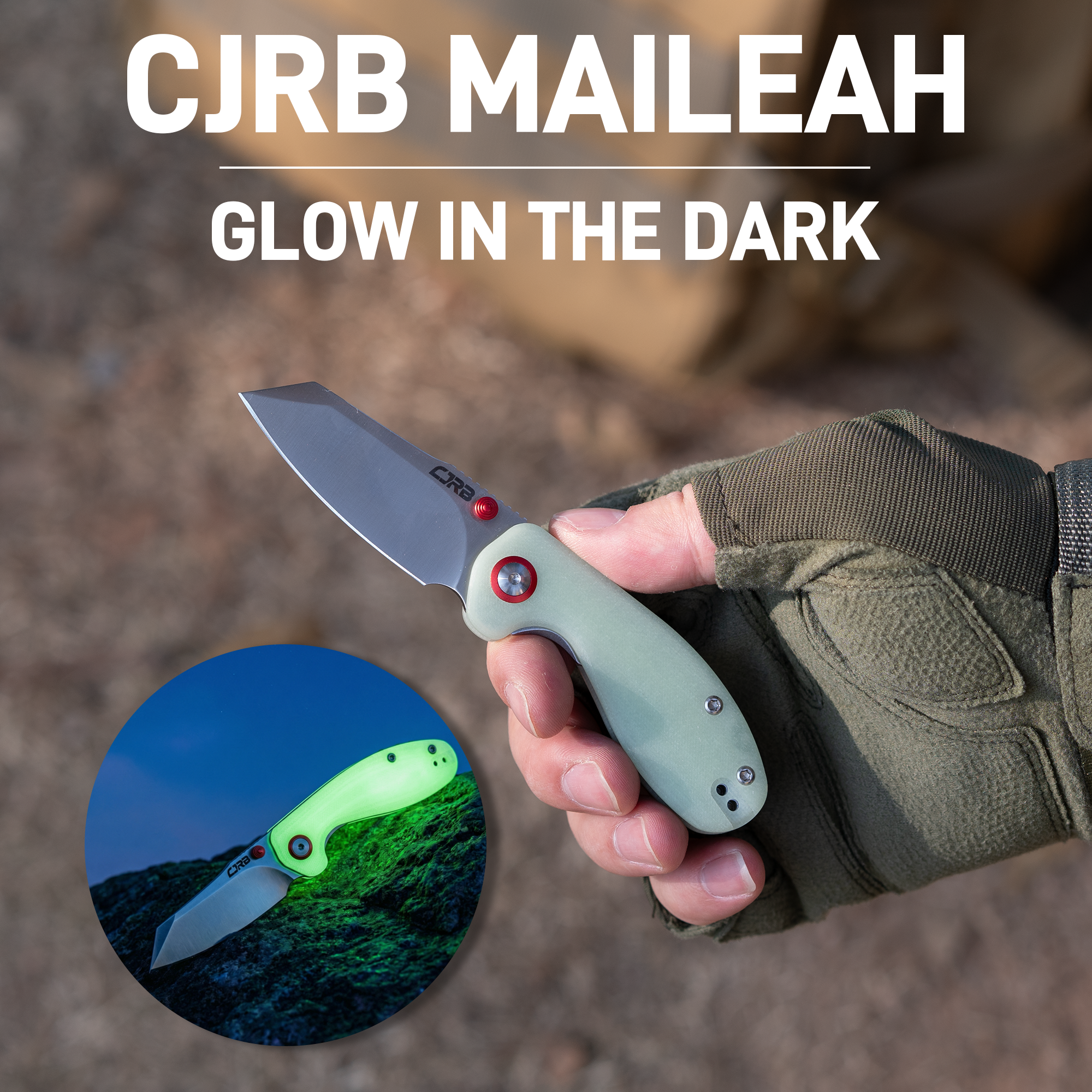 CJRB Maileah Front Flipper & Liner Lock G10(Glow In the Dark) Handle (2.39'' Sand Polish AR-RPM9 Blade) J1918-GD
