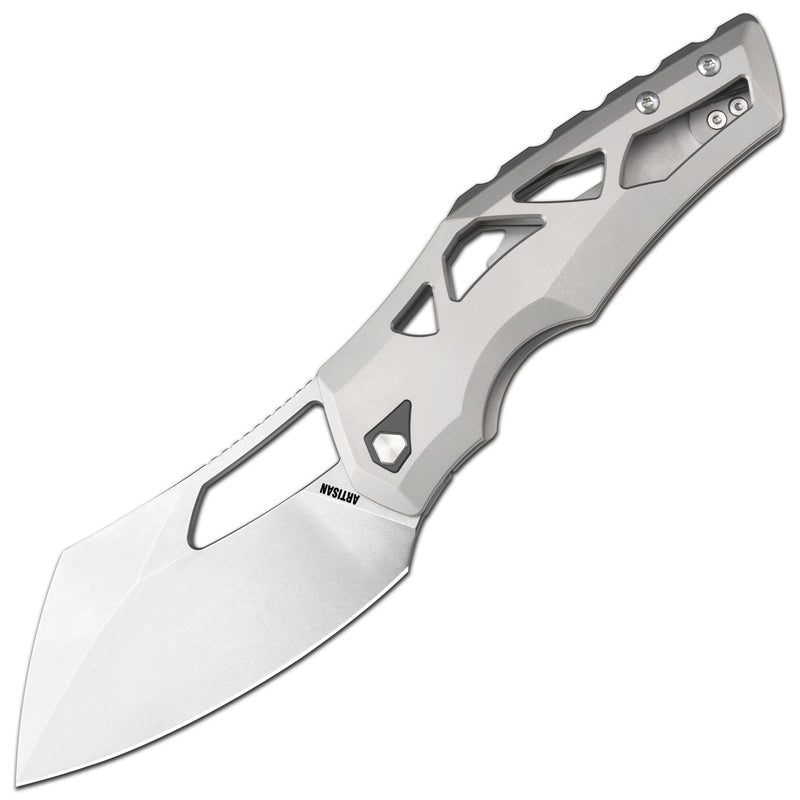Artisan Cutlery Tortoise Frame Lock Knife Grey Titanium Handle (3.7'' Stone Wash S35VN Blade) 1884G-BK