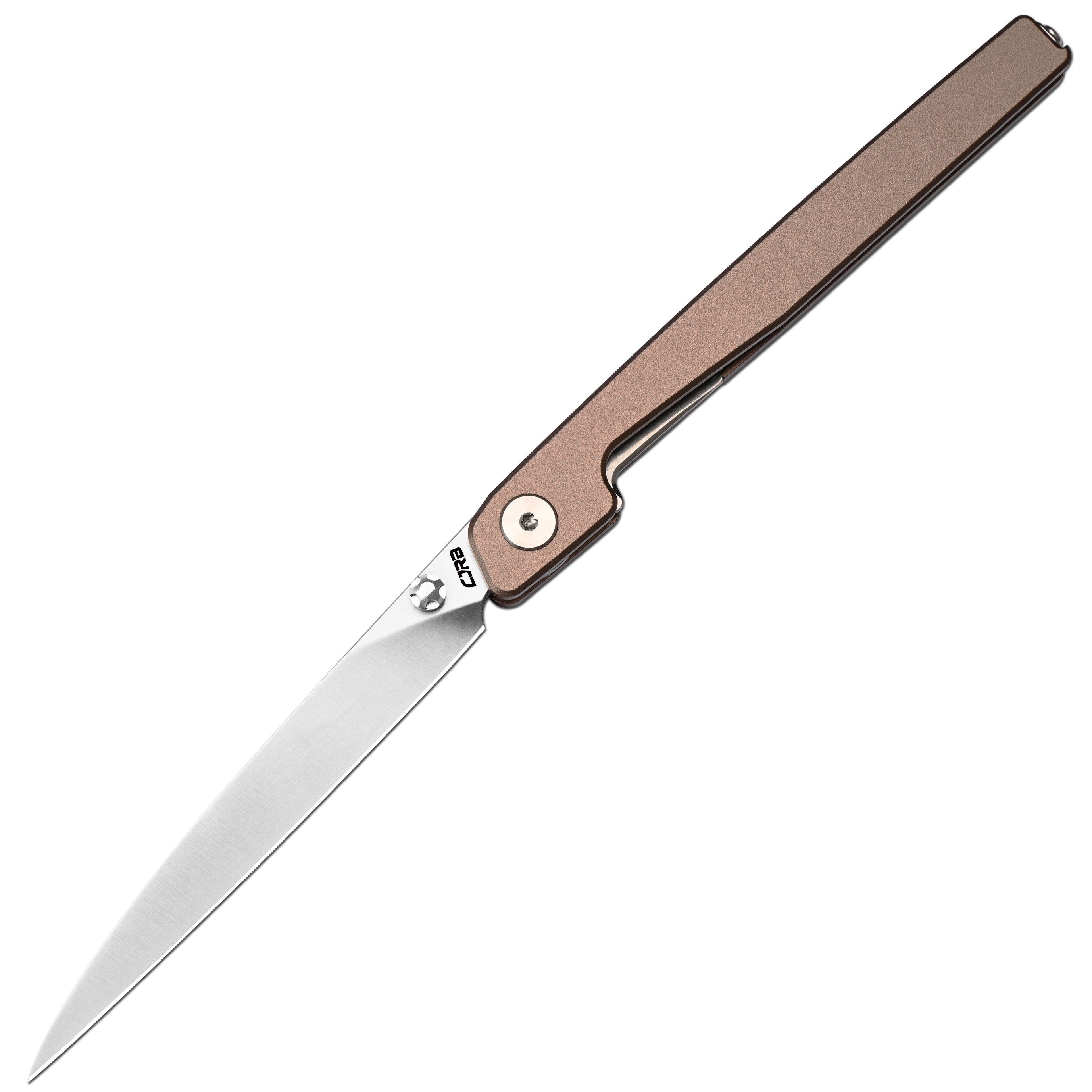 CJRB Lanky Liner Lock Front Flipper Knife Blue Champagne Handle (3.58'' Sand Polish AR-RPM9 Blade) J1965-CP