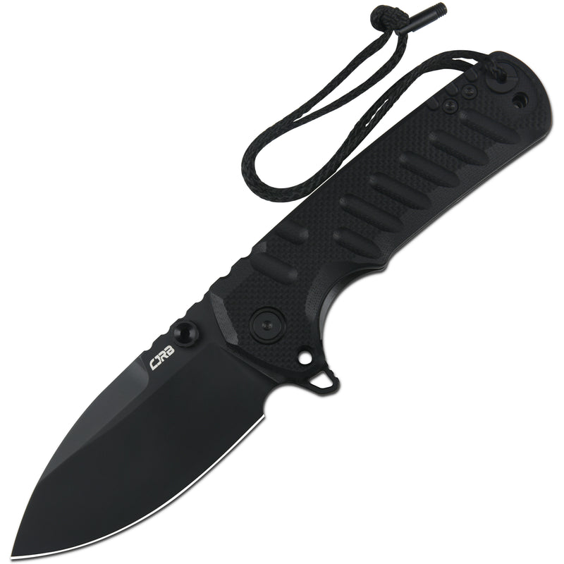 CJRB Tundra Liner Lock Knife Smooth Black G10 Handle (3.78'' Black PVD Coating D2 Blade) J1966-BBK