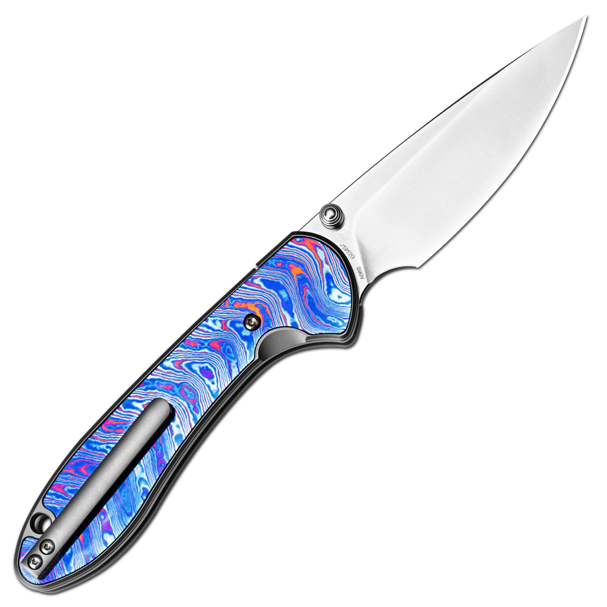 CJRB Building the Feldspar: Titanium Damascus Top-Framelock - Product view 2