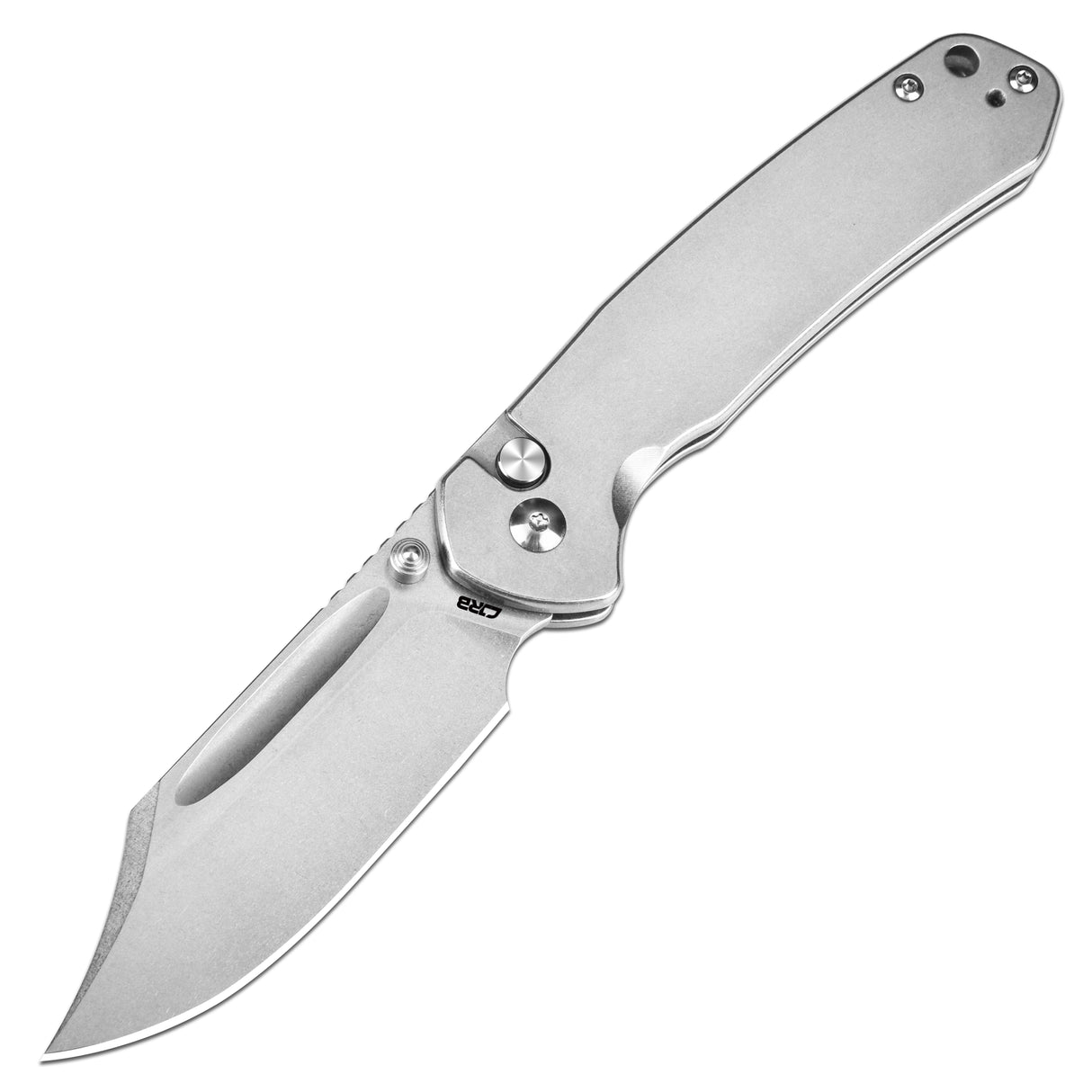 CJRB Bowie Pyrite J1942 AR-RPM9 Steel Blade Stone Wash Steel Handle Folding Knives