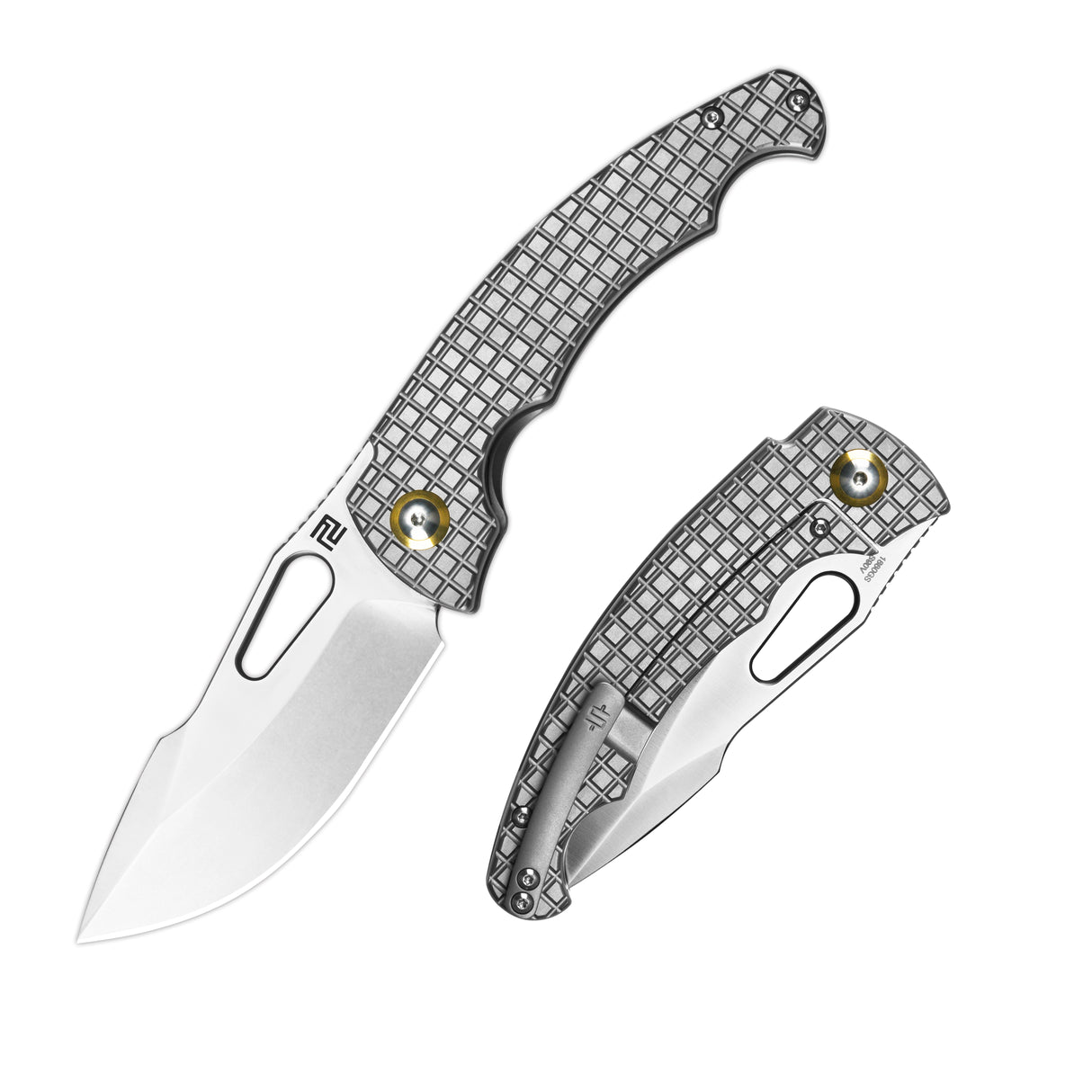 ArtisanCutlery Mini Xcellerator ATZ-1860GS CPM S90V Blade Titanium Handle Folding Knives