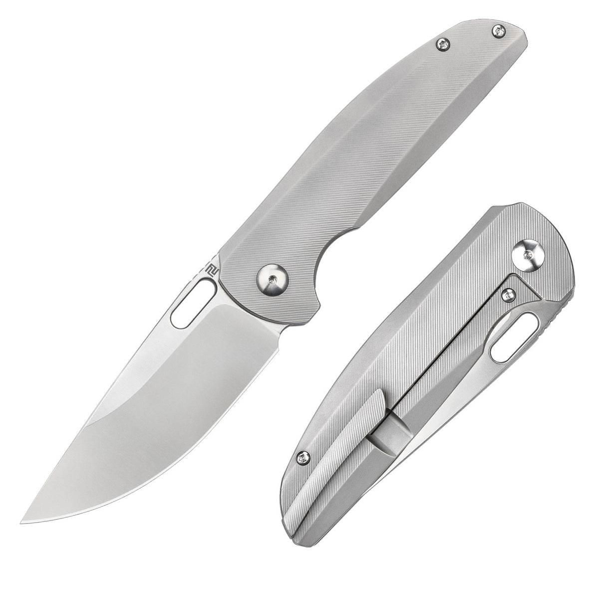 Artisan Cutlery Satyr ATZ-1852G-GY S90V Blade Titanium Handle Folding Knives
