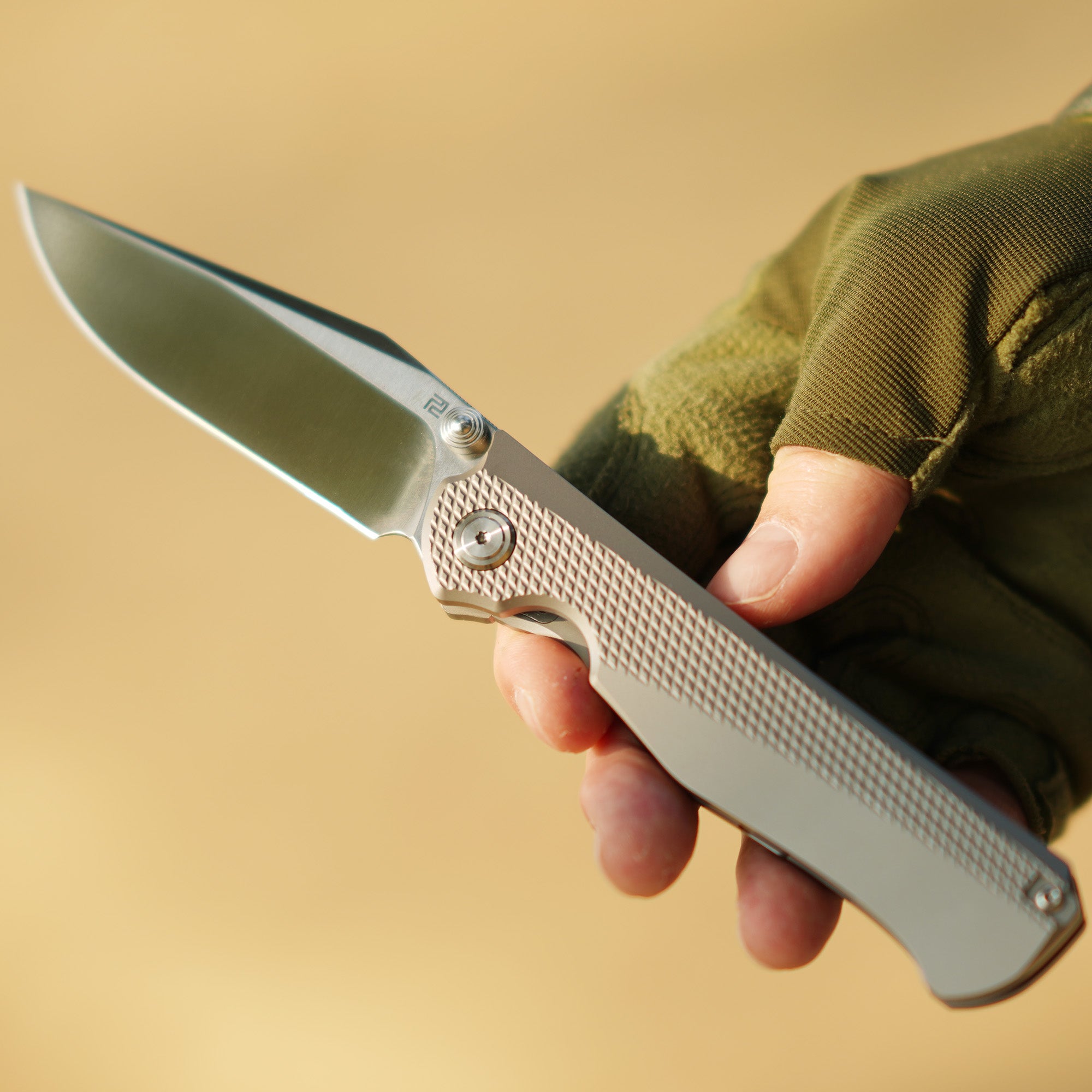 ArtisanCutlery Crusoe ATZ-1869G S90V Blade Titanium Handle Folding Knives