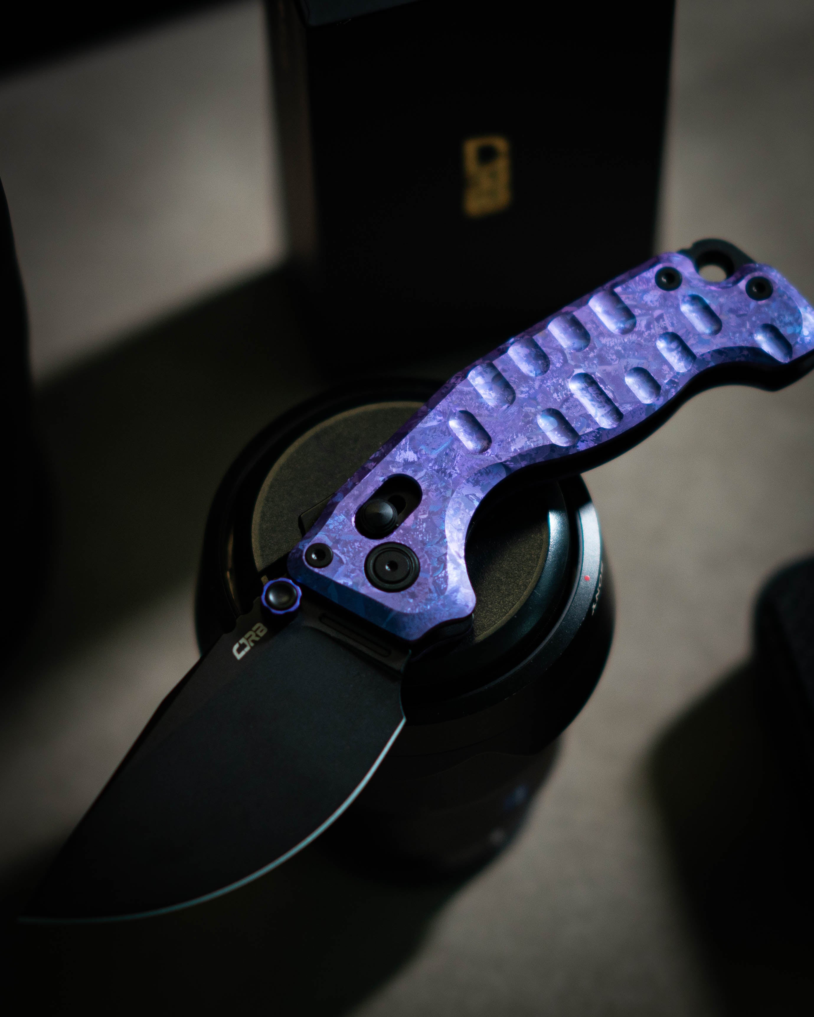 CJRB Doubletap Thumb Stud & Recoil Lock V2 Tatical Knife Crystal Titanium Handle(3.86'' CPM S35VN Steel Black PVD Coating Blade) J1970-CPU
