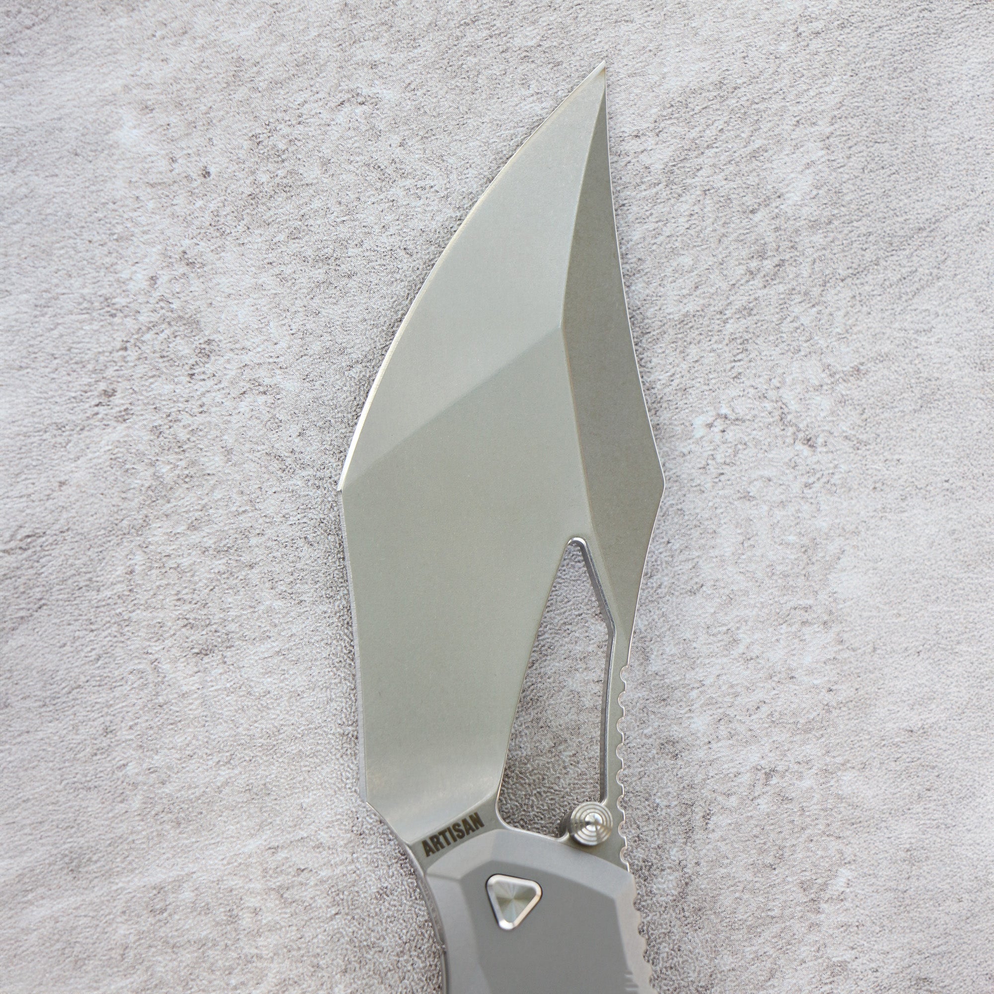 ArtisanCutlery Dark Wing Thumb Hole & Front Flipper Frame Lock EDC Knife Titanium Handle(3.63'' S35VN Stone Wash Blade ) 1887G-GY