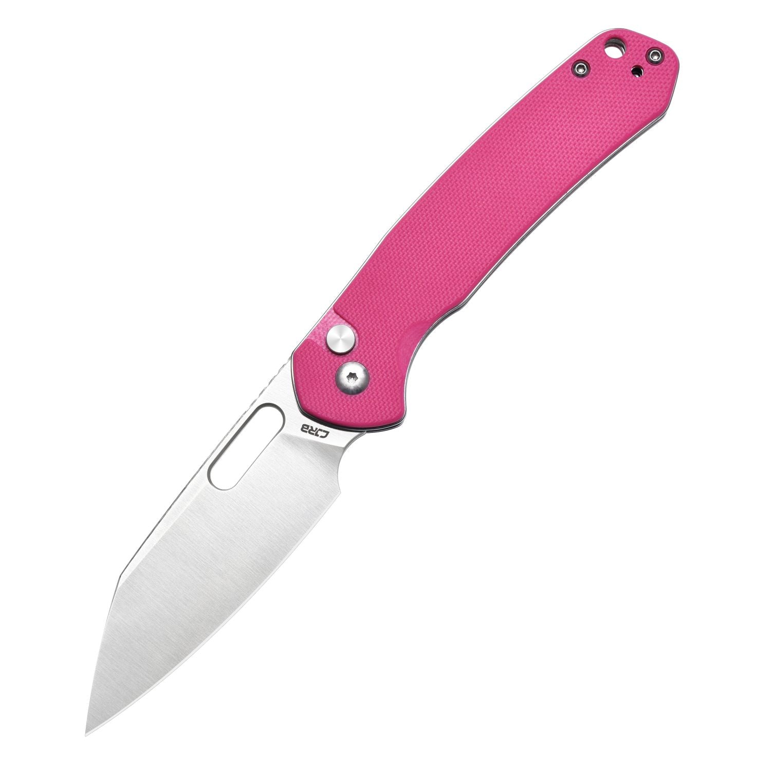 CJRB Pyrite J Folding Knife Pink G10 Handle AR-RPM9 Drop Point Plain Edge  J1925-PNK