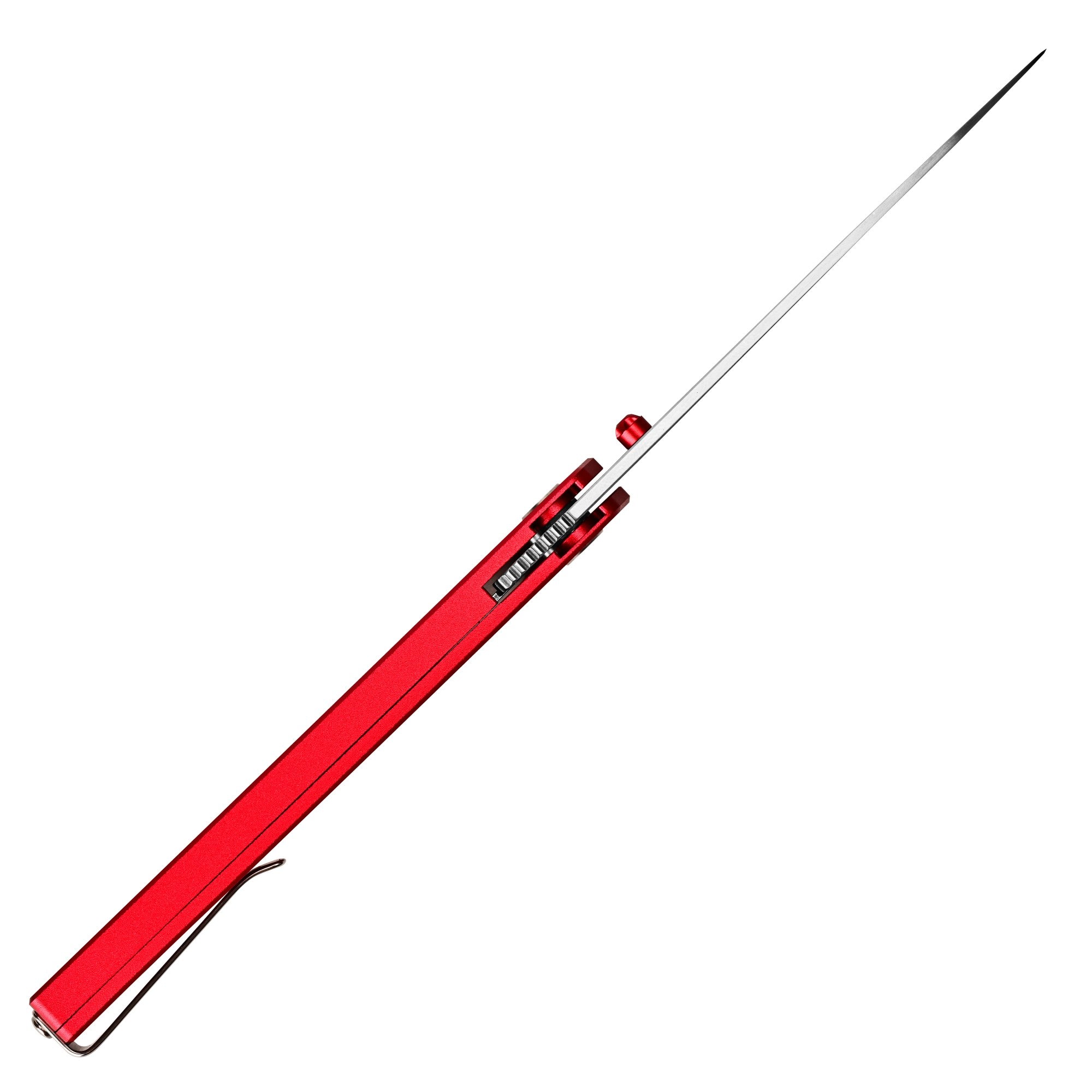 CJRB Lanky Thumb Stud & Liner Lock Knife Red Aluminum Handle (3.58'' Sandvik 14C28N Sand Polish Blade) J1965-RE (Exclusive)