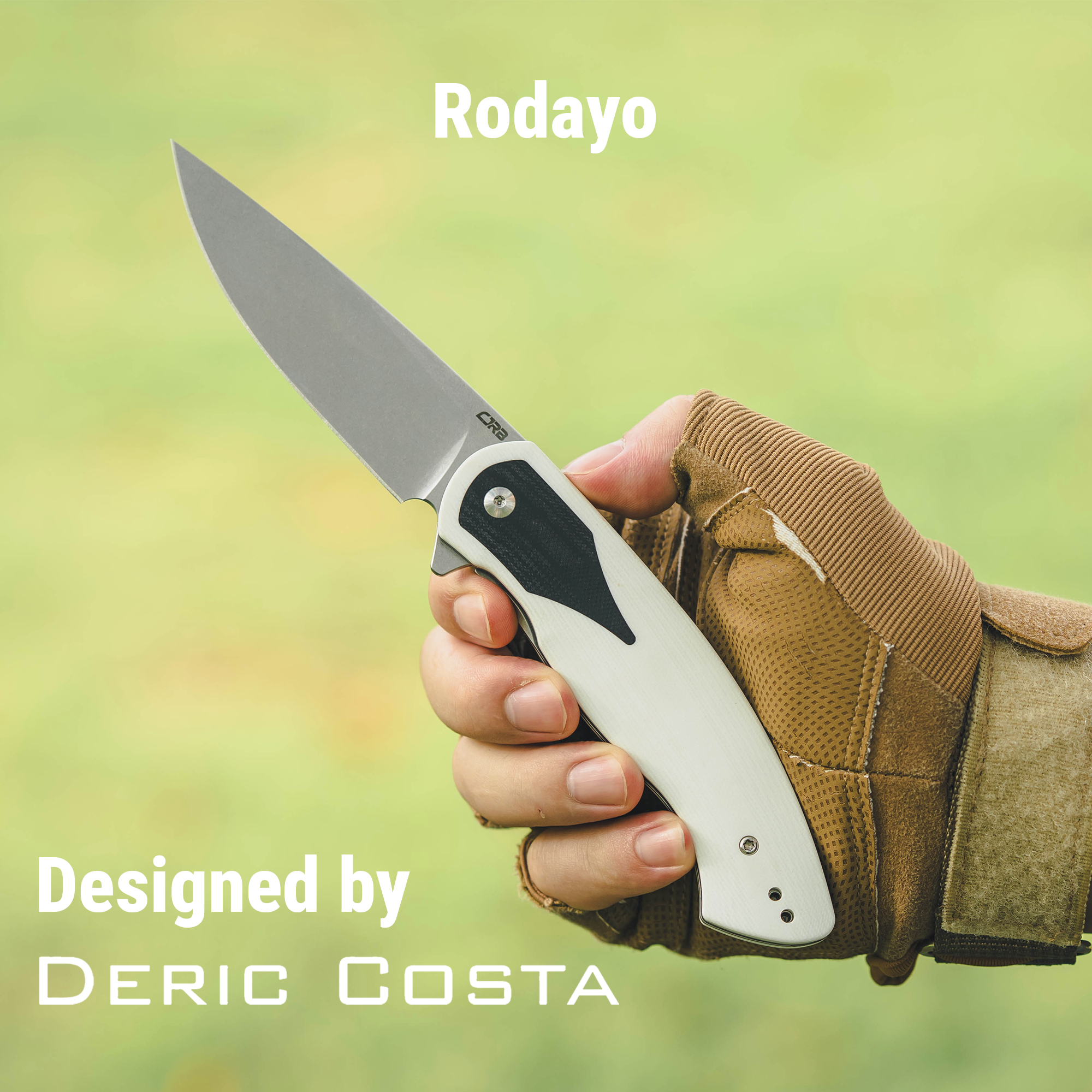 CJRB Rodayo Flipper & Liner Lock Folding Knife White G10 Handle (3.78'' Stone Wash AR-RPM9 Steel Blade) J1972-WBK