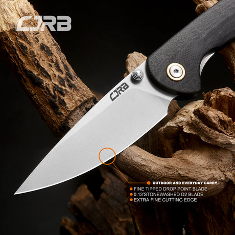 CJRB Feldspar J1912S D2/AR-RPM9 Blade G10(contoured & CNC pattern texture) Handle Folding Knives