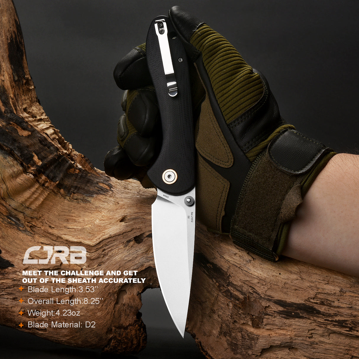 CJRB Feldspar J1912S D2/AR-RPM9 Blade G10(contoured & CNC pattern texture) Handle Folding Knives