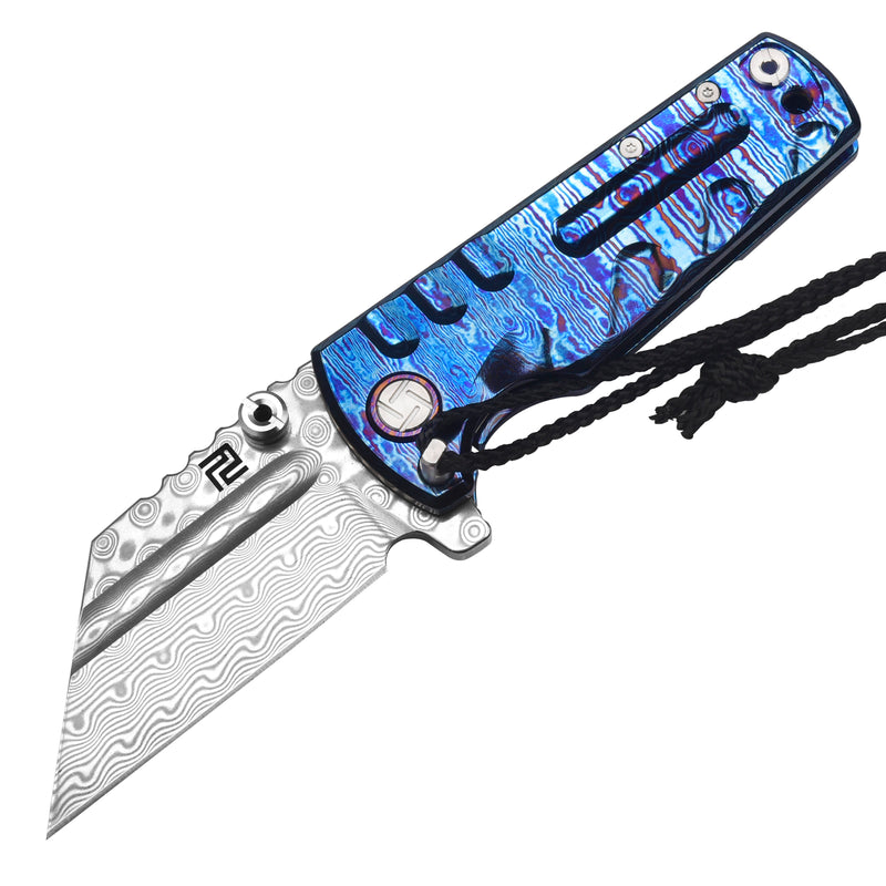 Artisan Cutlery Proponent ATZ-1820GSD Damascus Blade Titanium Damascus Handle Folding Knives