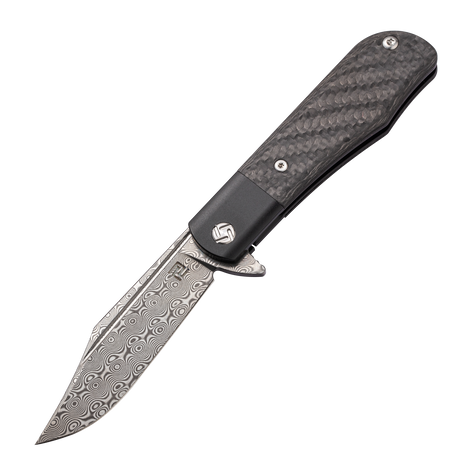 Artisan Cutlery Hyperion ATZ-1834GSD Damascus Blade Titanium and Carbon Fiber Handle Folding Knives