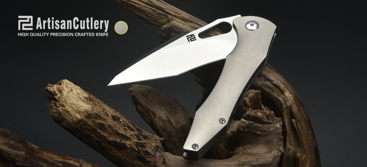 Artisan Cutlery Great White ATZ-1841G S35VN Blade Titanium Handle Folding Knives