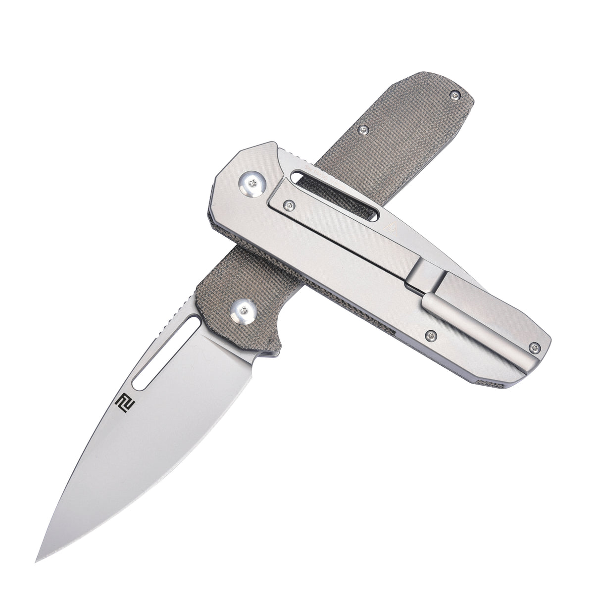 Artisan Cutlery Arion ATZ-1843G S35VN Blade ODG Micarta and Titanium Handle Folding Knives