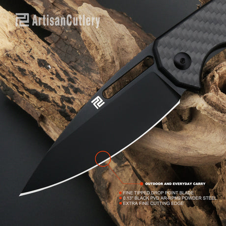 Artisan Cutlery Arion ATZ-1843P AR-RPM9 Blade Carbon Fiber Handle Folding Knives
