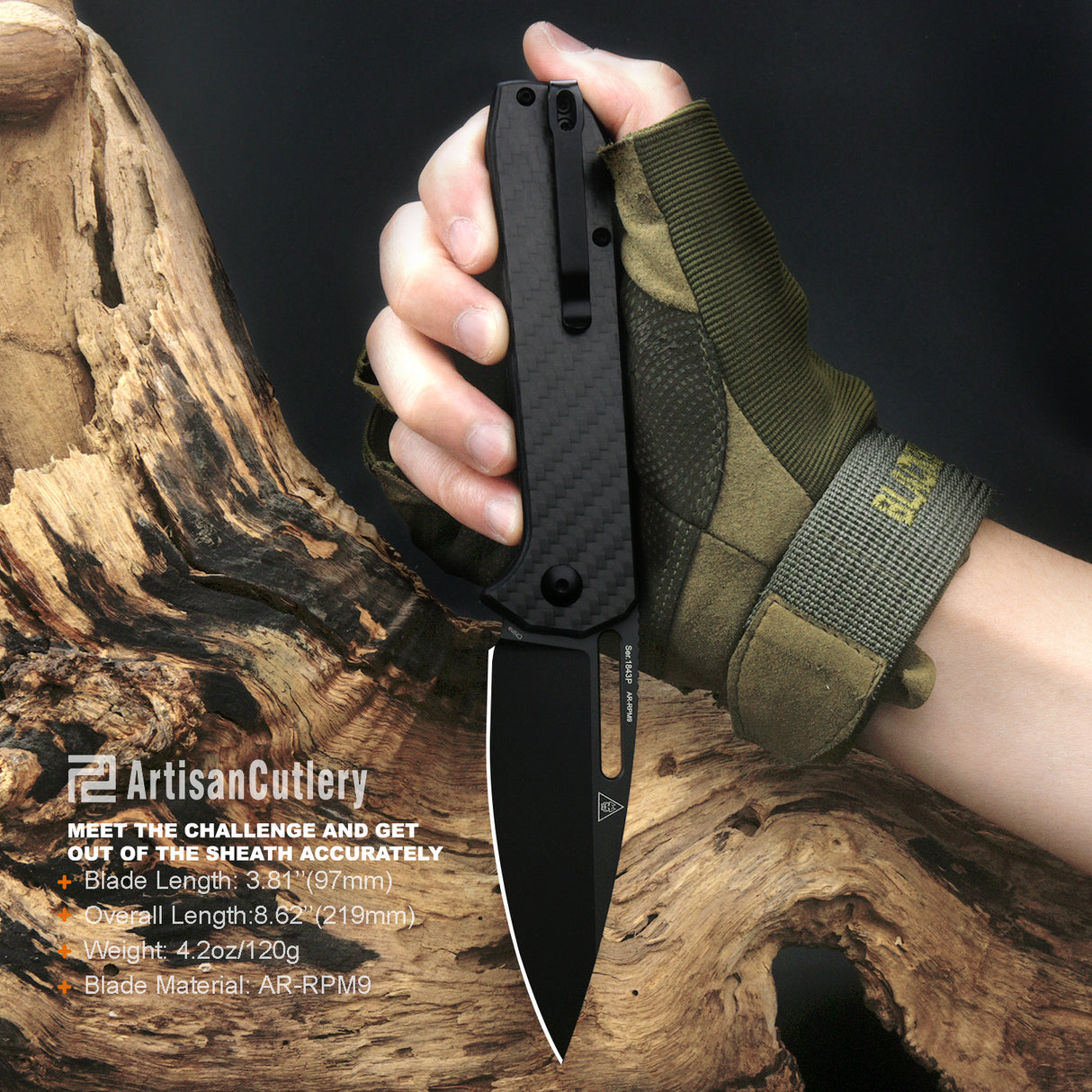 Artisan Cutlery Arion ATZ-1843P AR-RPM9 Blade Carbon Fiber Handle Folding Knives