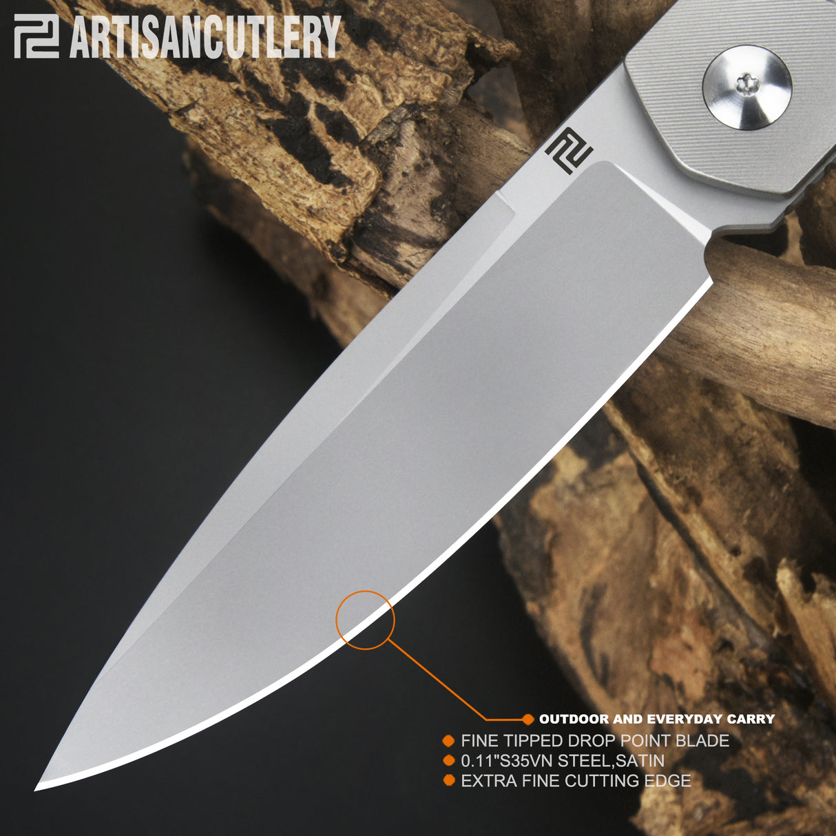 Artisan Cutlery Sirius 1849G S35VN Blade Titanium Handle Folding Knives