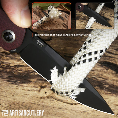 ARTISAN CUTLERY SIRIUS 1849P-BDRC S35VN BLACK PVD COATED BLADE MICARTA HANDLE FOLDING KNIVES