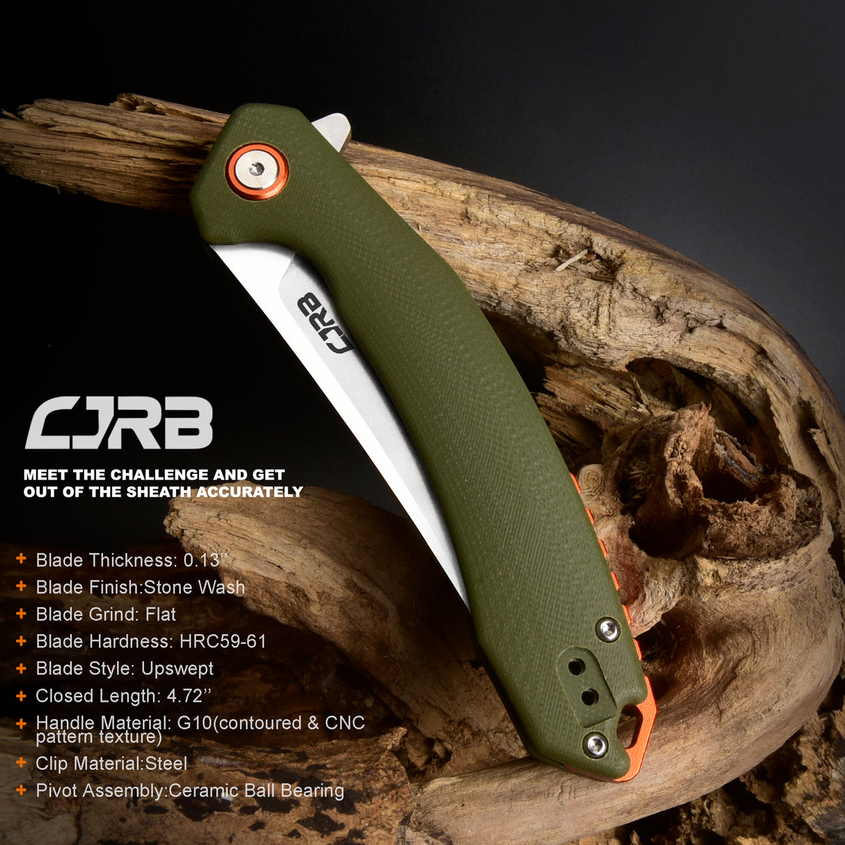 CJRB Gobi  J1906 AR-RPM9 Blade G10(contoured & CNC pattern texture) Handle Folding Knives