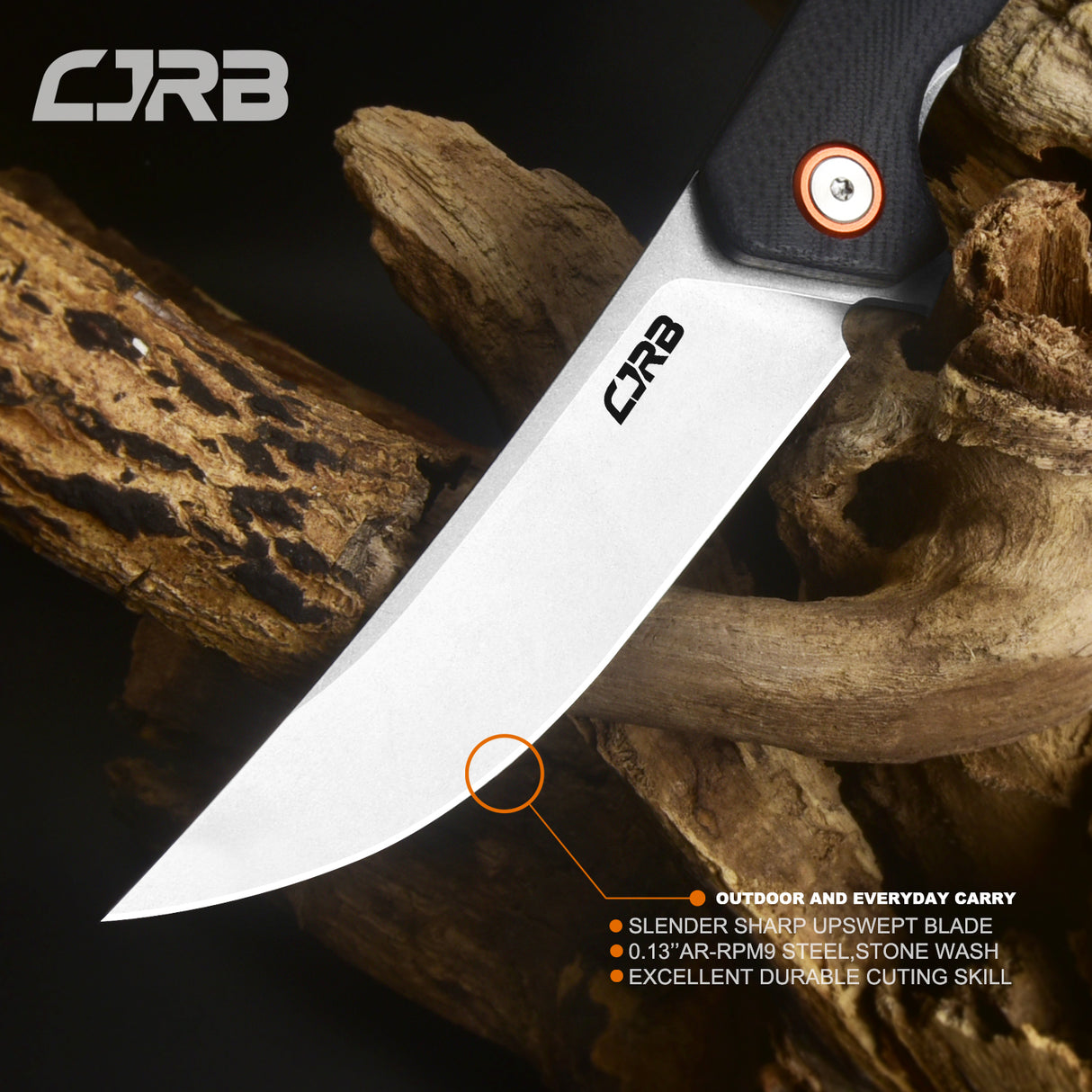 CJRB Gobi  J1906 AR-RPM9 Blade G10(contoured & CNC pattern texture) Handle Folding Knives