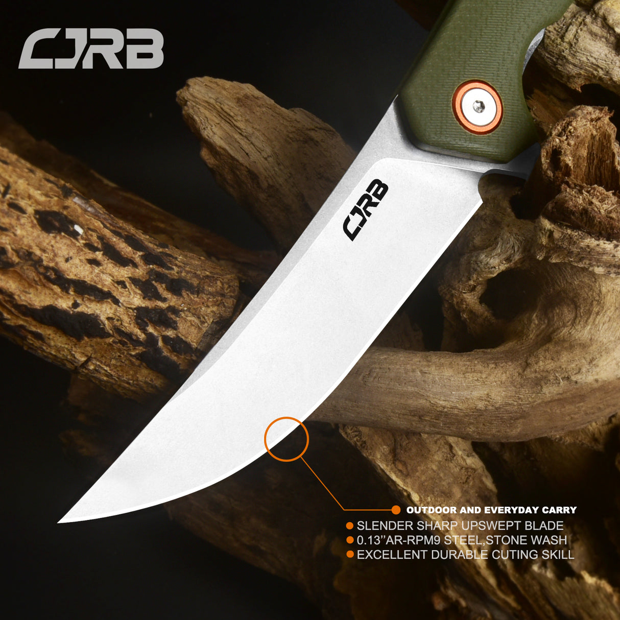 CJRB Gobi  J1906 AR-RPM9 Blade G10(contoured & CNC pattern texture) Handle Folding Knives