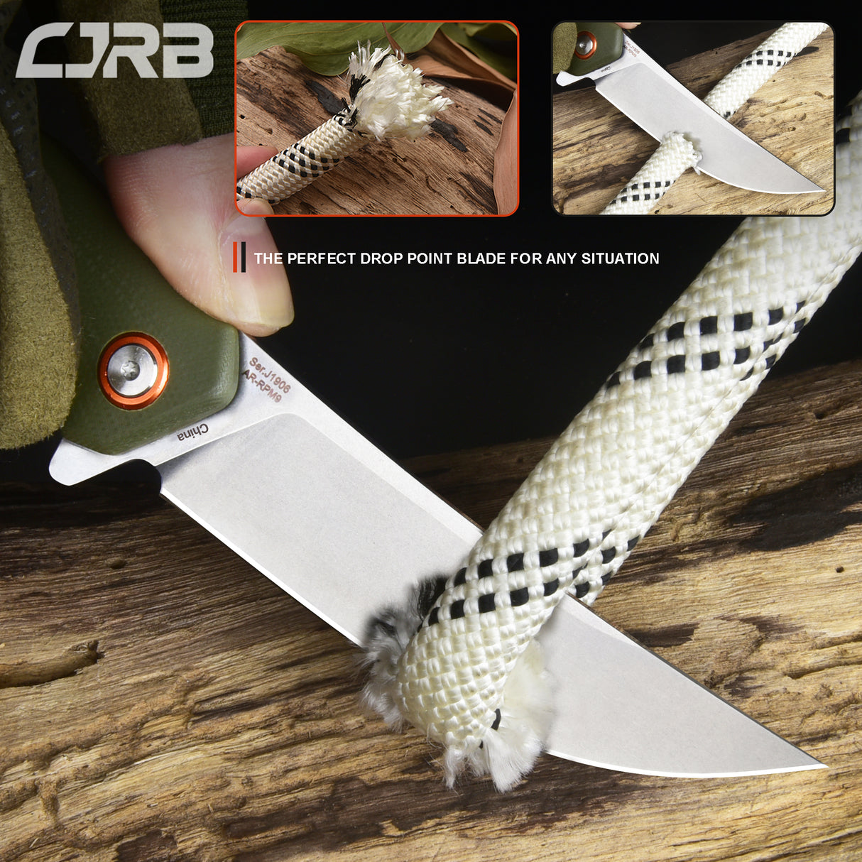 CJRB Gobi  J1906 AR-RPM9 Blade G10(contoured & CNC pattern texture) Handle Folding Knives