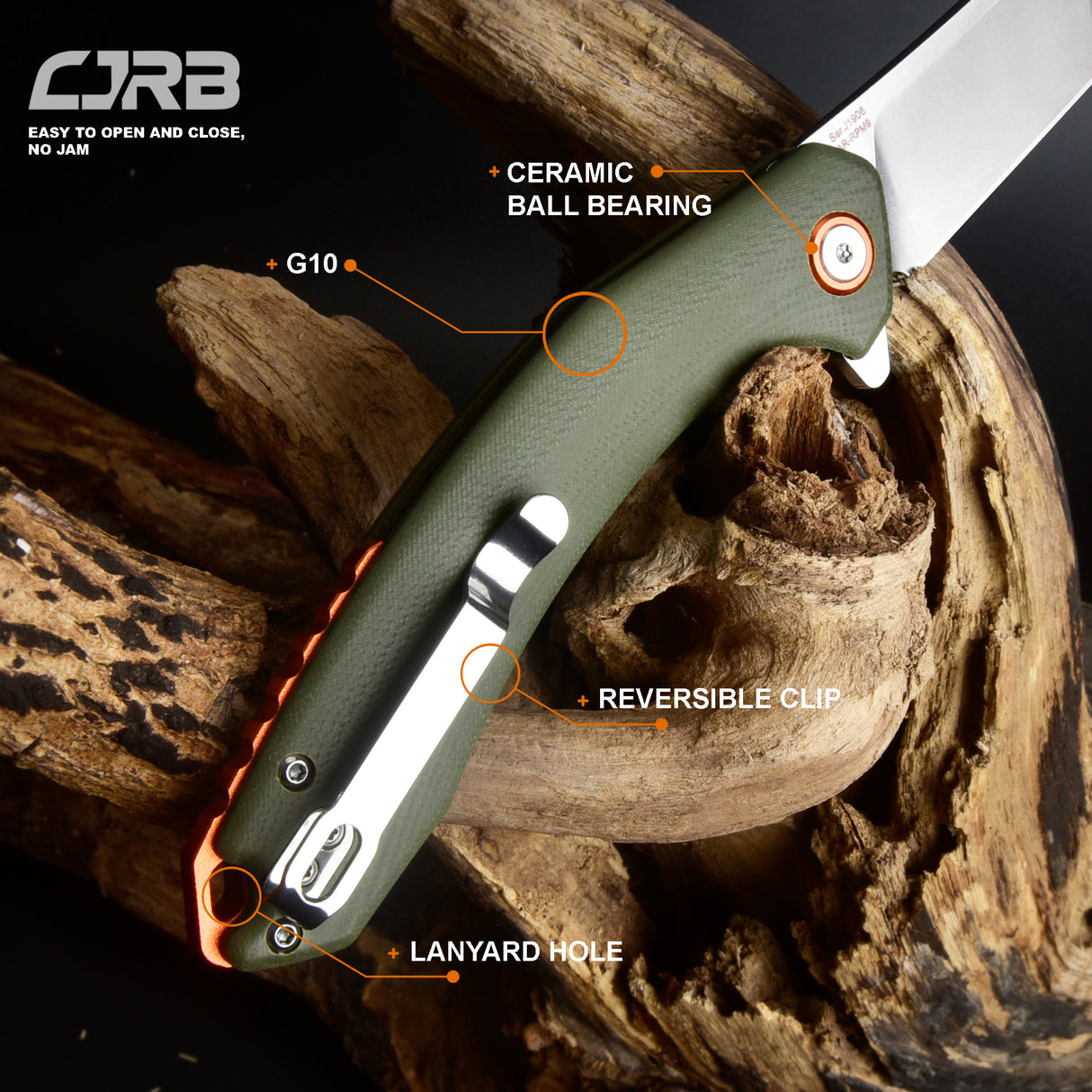 CJRB Gobi  J1906 AR-RPM9 Blade G10(contoured & CNC pattern texture) Handle Folding Knives