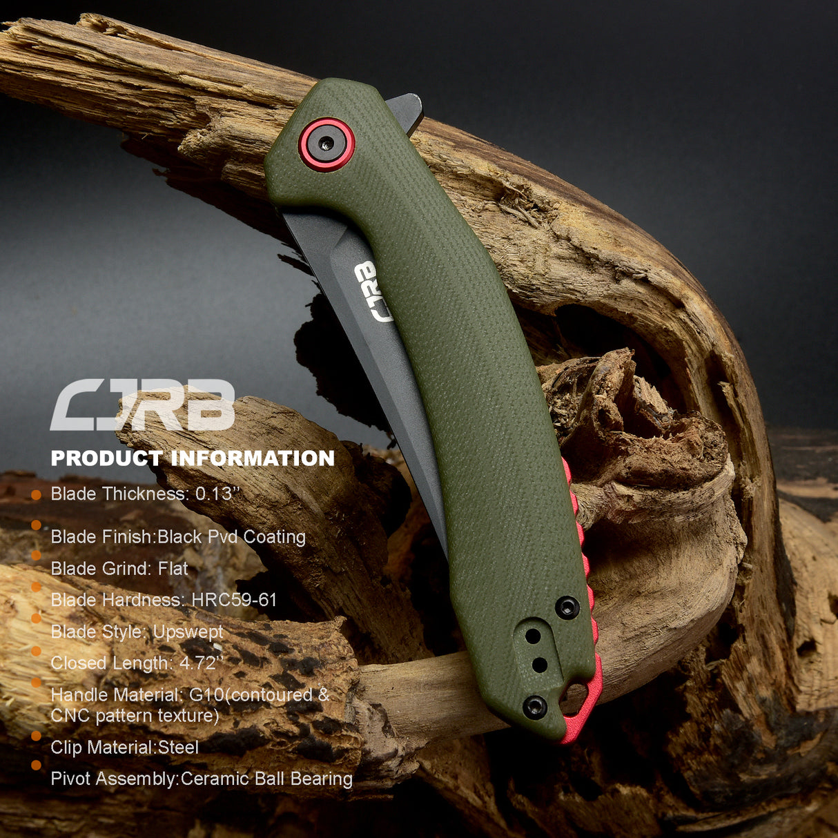 CJRB GOBI J1906 AR-RPM9 Steel Black PVD Blade G10 Handle Folding Knives