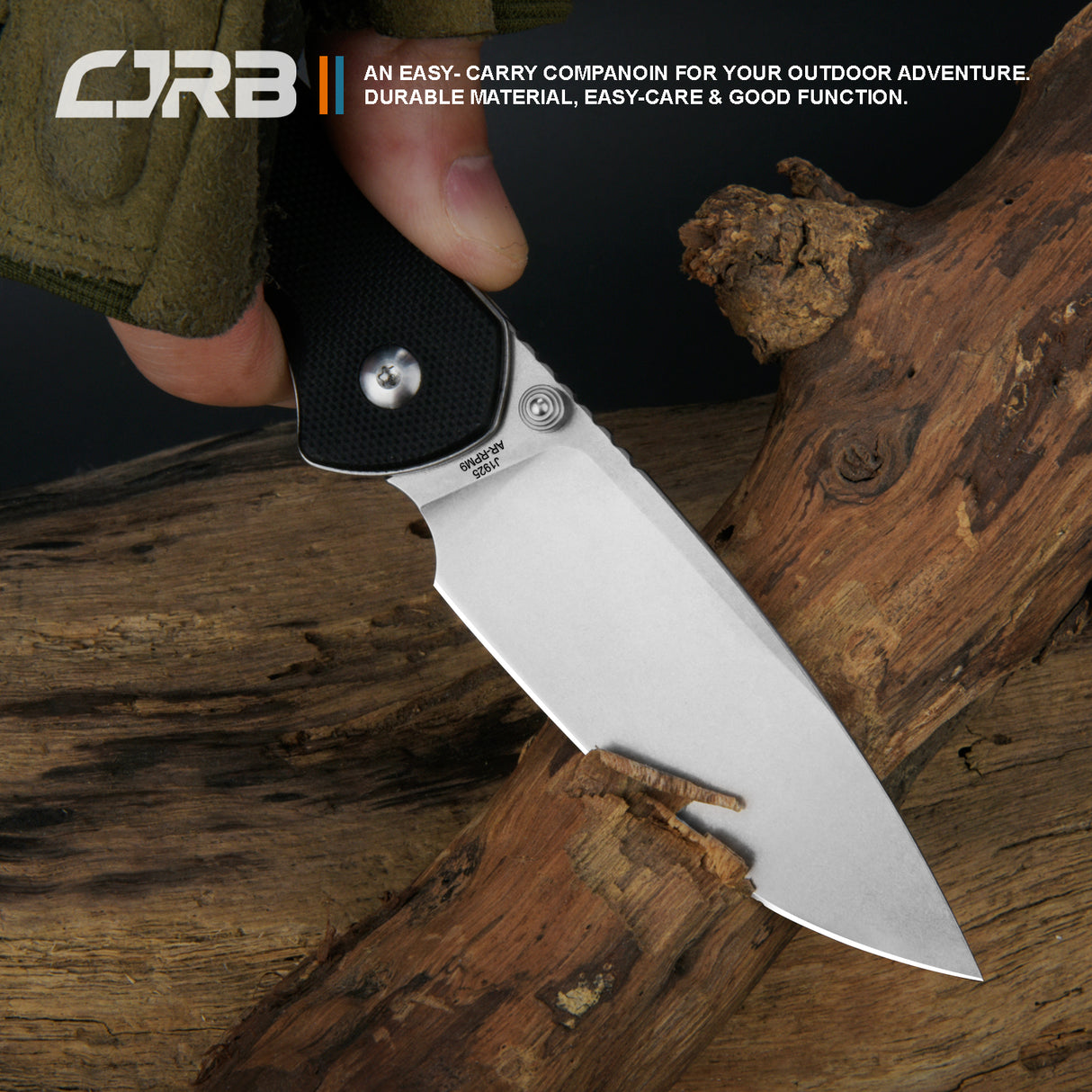 CJRB Pyrite J1925 AR-RPM9 POWDER STEEL STONE WASH BLADE G10 HANDLE FOLDING KNIVES