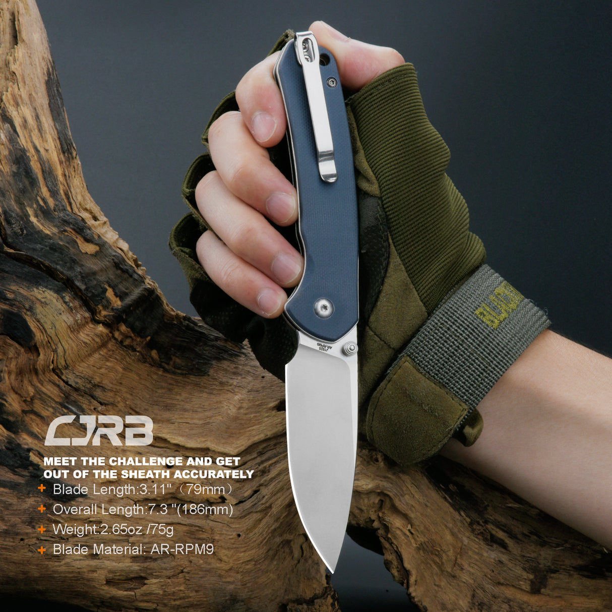 CJRB Pyrite J1925 AR-RPM9 POWDER STEEL STONE WASH BLADE G10 HANDLE FOLDING KNIVES