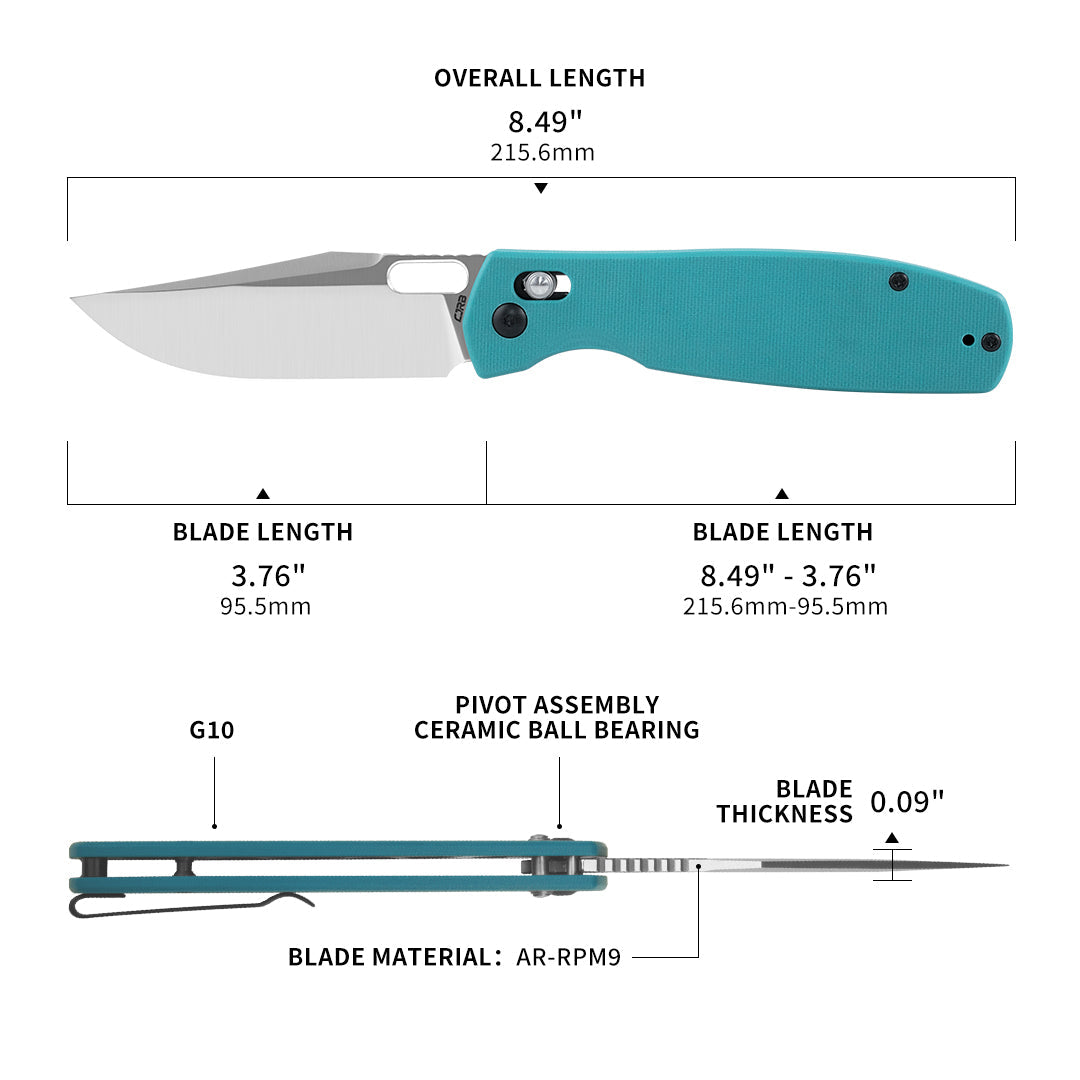 CJRB Prado J1936 AR-RPM9 Powder Steel Blade G10 Handle Crossbar Lock Folding Knives