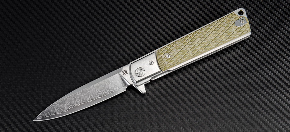 Artisan Cutlery Classic ATZ-1802GD Damascus Blade G10 Handle Folding Knives