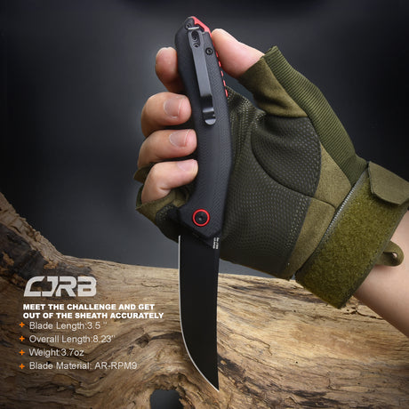 CJRB GOBI J1906 AR-RPM9 Powder Steel Black PVD Blade G10 Handle Folding Knives