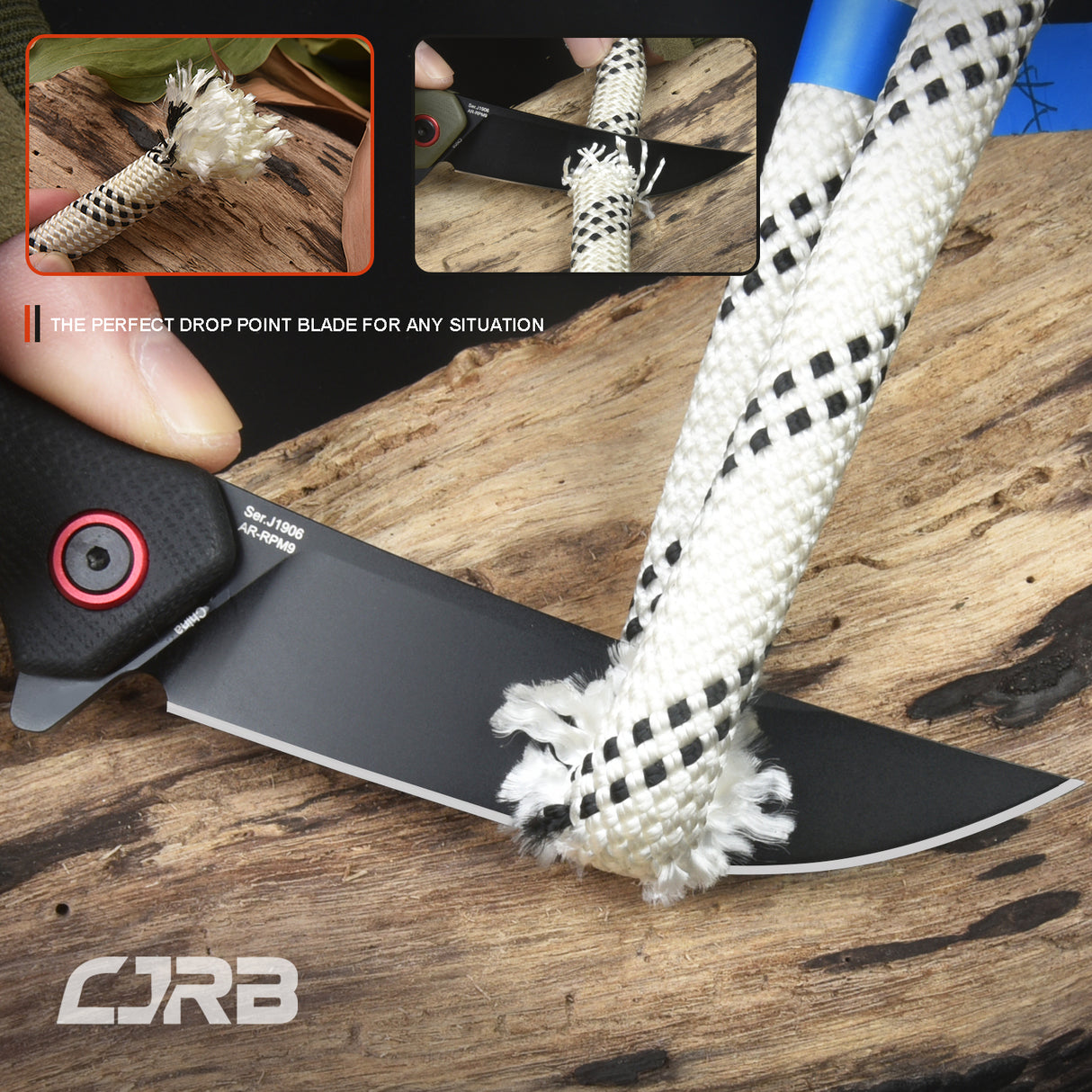 CJRB GOBI J1906 AR-RPM9 Steel Black PVD Blade G10 Handle Folding Knives