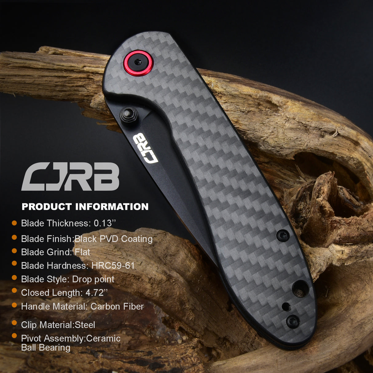 CJRB Feldspar J1912 AR-RPM9 Steel Black PVD Coated Blade G10 Handle Folding Knives