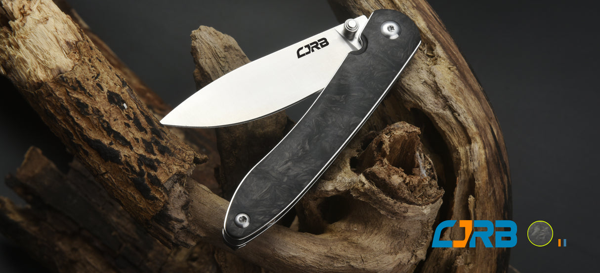CJRB Ria J1917 AR-RPM9 Steel Blade Marbled Carbon Fiber Handle Folding Knives