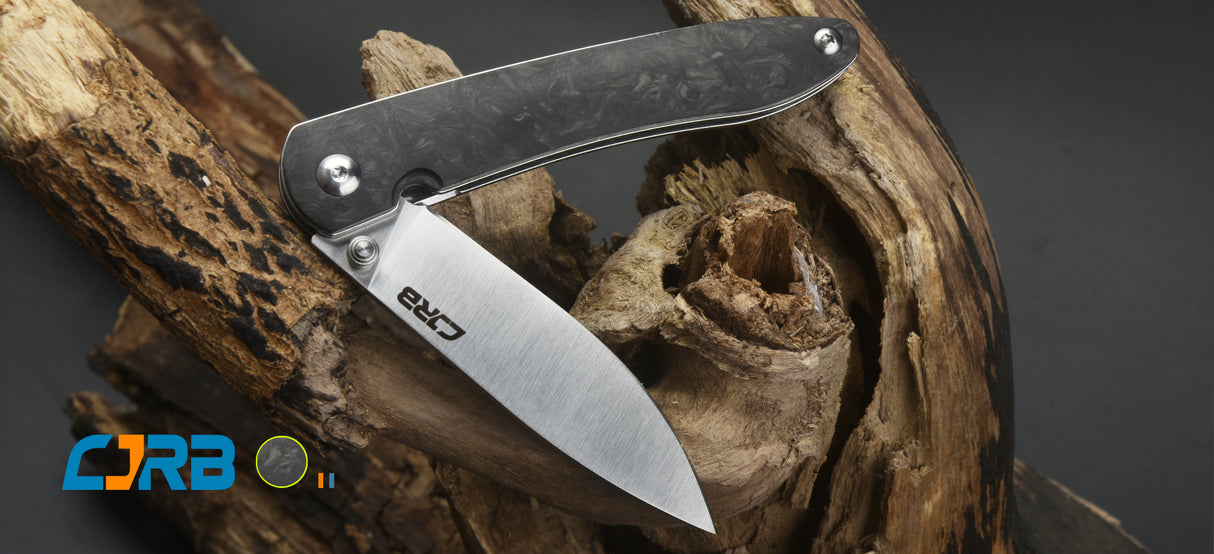 CJRB Ria J1917 AR-RPM9 Steel Blade Marbled Carbon Fiber Handle Folding Knives