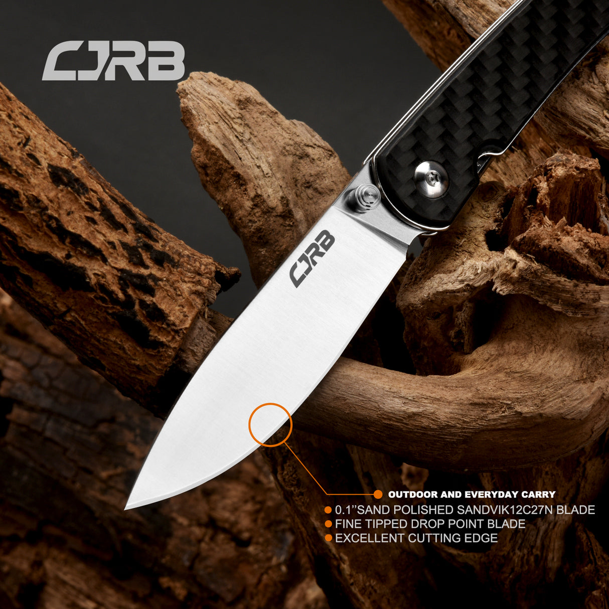 CJRB Ria J1917 12C27 Blade Carbon Fiber Handle Folding Knives