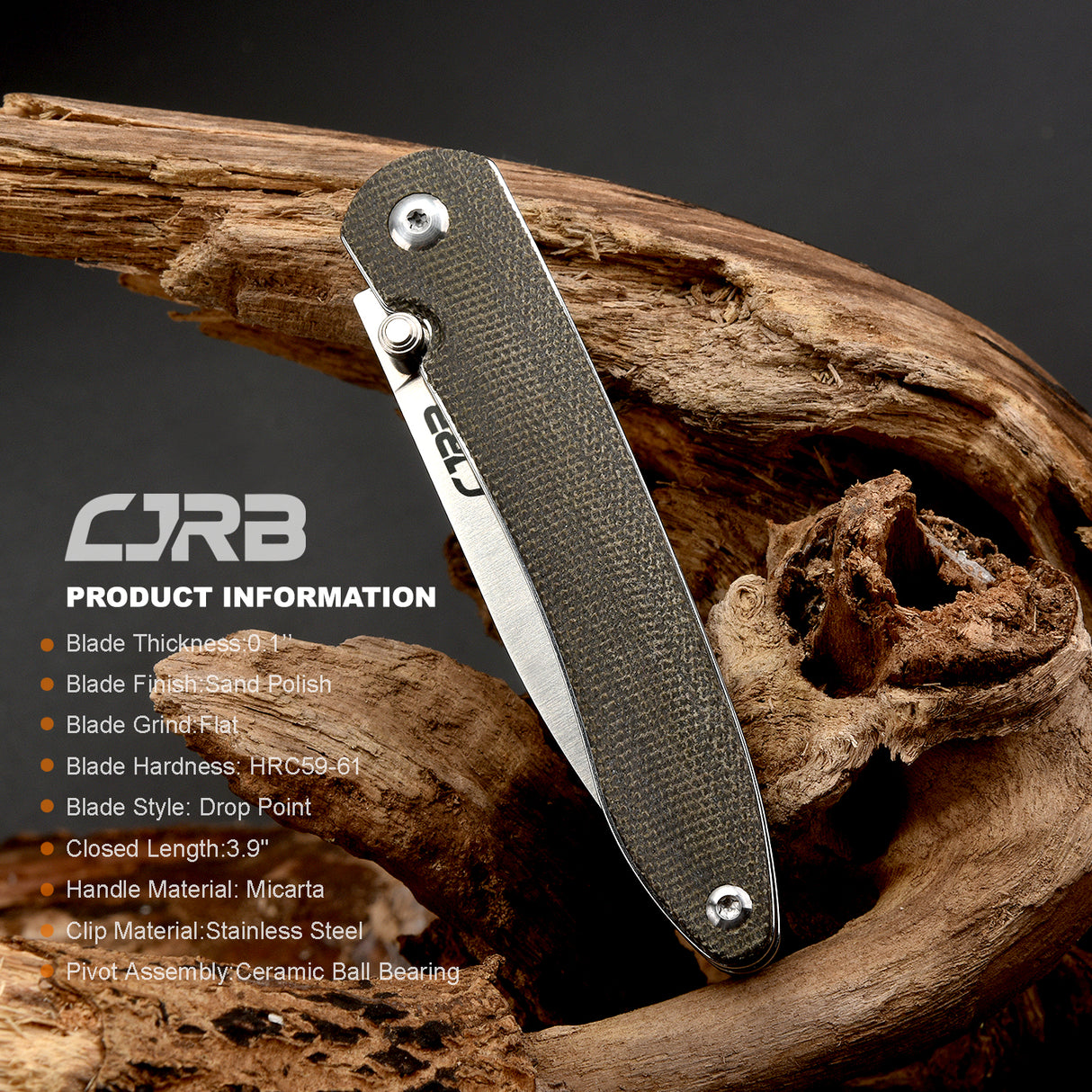 CJRB Ria J1917 AR-RPM9 Powder Steel Blade Micarta Handle Folding Knives