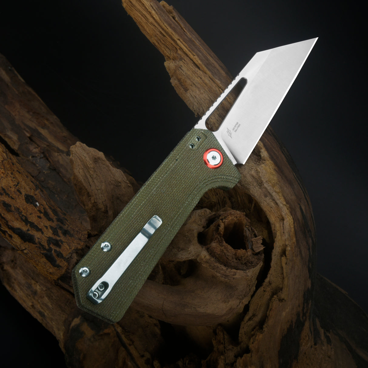 CJRB Ruffian J1924 AR-RPM9 POWDER STEEL OD GREEN MICARTA HANDLE FOLDING KNIVES