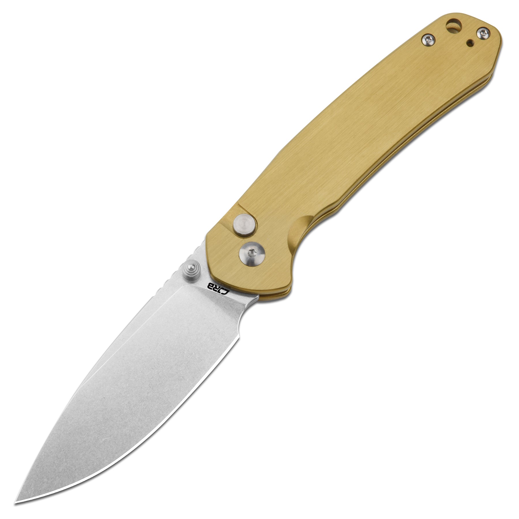 CJRB Pyrite J1925 AR-RPM9 POWDER STEEL BLADE STEEL HANDLE FOLDING KNIVES BRASS COLORER