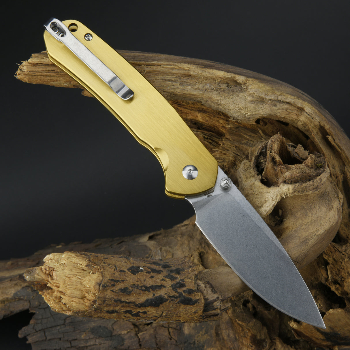 CJRB Pyrite J1925 AR-RPM9 Steel Blade Steel Handle Folding Knives Brass Color