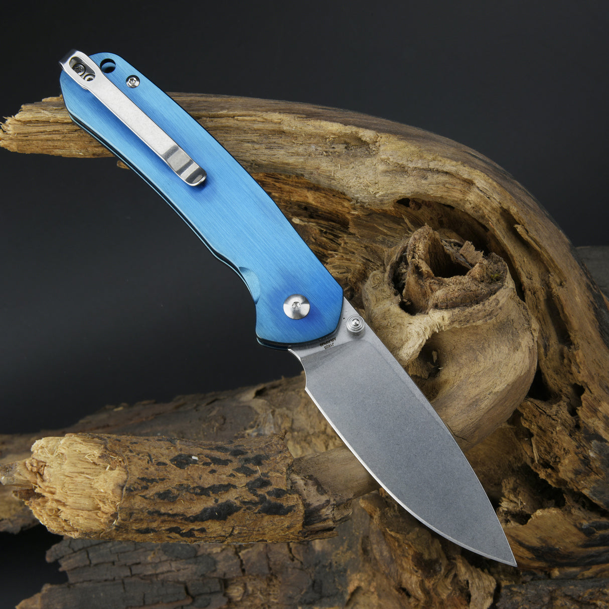 CJRB Pyrite J1925 AR-RPM9 Steel Blade Steel Handle Folding Knives Blue